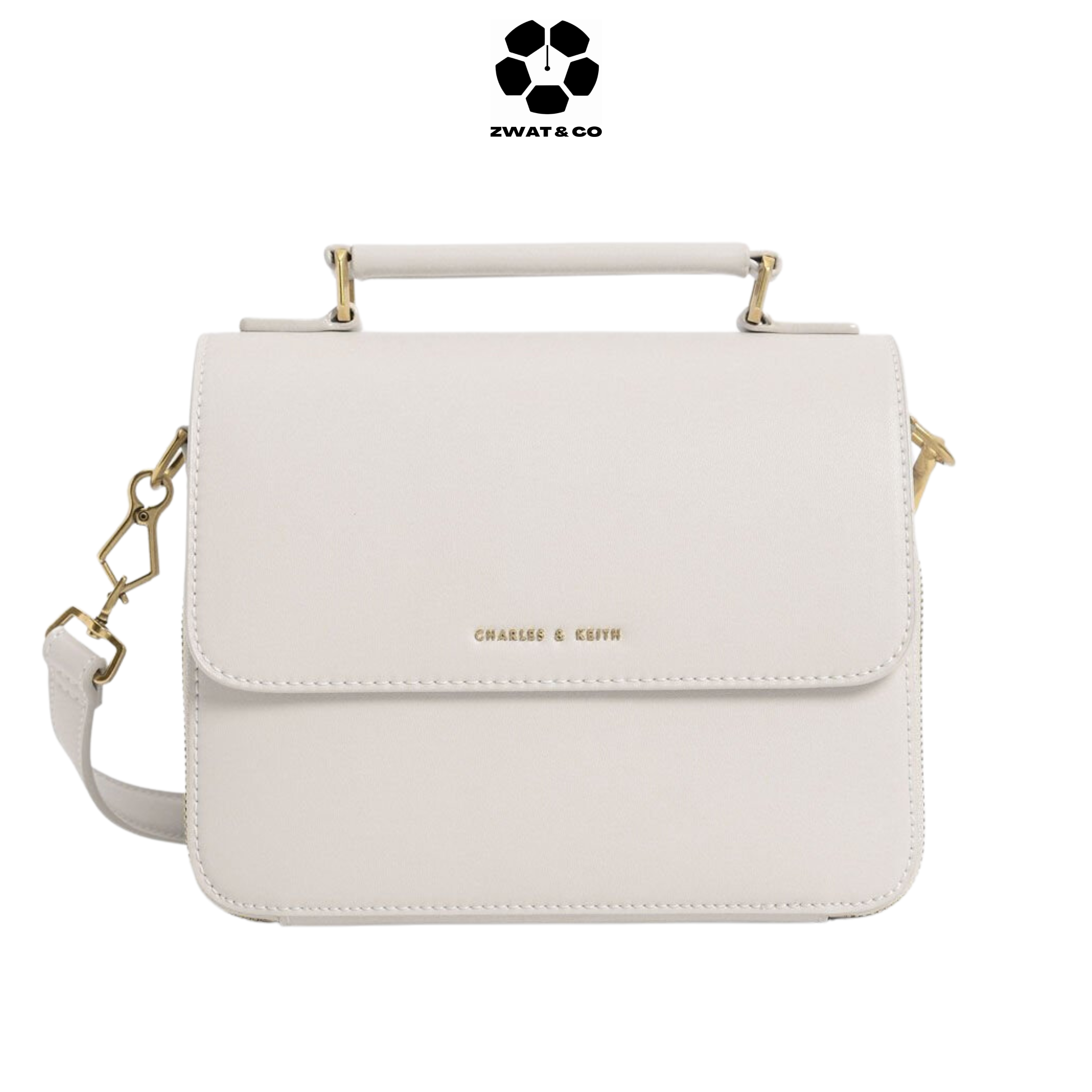 CHARLES KEITH Front Flap Top Handle Crossbody Bag Ivory Zwat Boutique