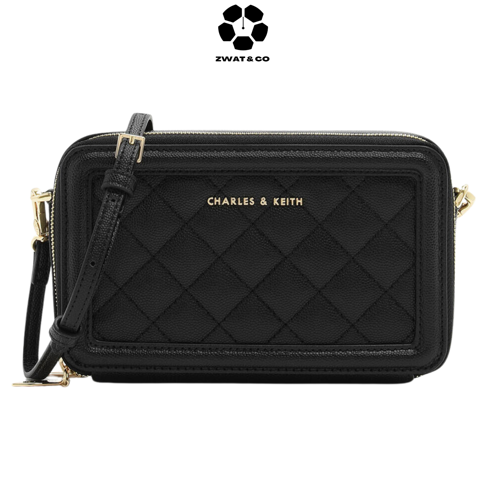 Black Quilted Boxy Long Wallet, CHARLES & KEITH