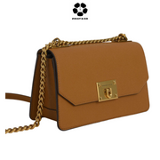 CHARLES & KEITH Metallic Push-Lock Crossbody Bag - Camel