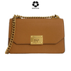 CHARLES & KEITH Metallic Push-Lock Crossbody Bag - Camel