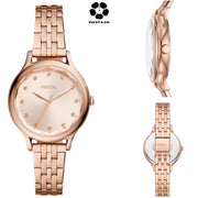 FOSSIL Laney Three-Hand Rose Gold-Tone Stainless Steel Watch