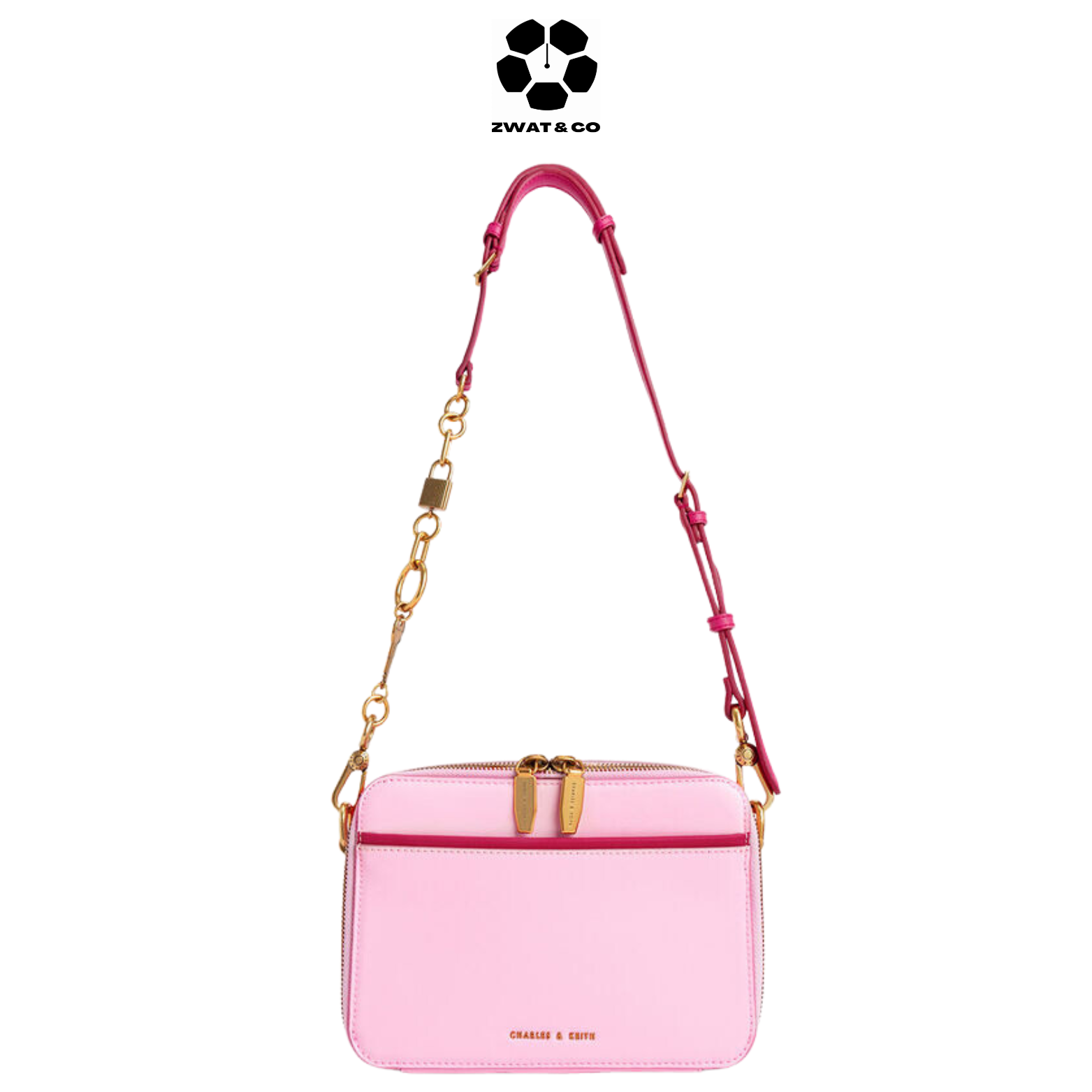 CHARLES KEITH Lock Key Chain Handle Bag Pink – Zwat Boutique