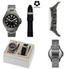 FOSSIL Bannon Three-Hand Date Smoke Stainless Steel Men's Watch and Strap Box Set