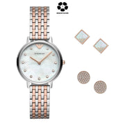 EMPORIO ARMANI Crystal White Mother of Pearl Dial Ladies Watch