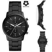 FOSSIL Minimalist Chronograph Black Stainless Steel Watch