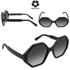 SALVATORE FERRAGAMO Grey Gradient Hexagonal Ladies Sunglasses