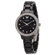 EMPORIO ARMANI  Cleo Quartz Crystal Black Dial Ladies Watch