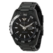 EMPORIO ARMANI  Sportivo Black Dial Blaxk Ion-plated Men's Watch
