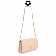 CHARLES & KEITH Quilted Flip-Lock Clutch - Nude