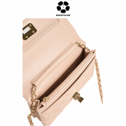 CHARLES & KEITH Quilted Flip-Lock Clutch - Nude