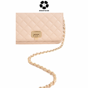 CHARLES & KEITH Quilted Flip-Lock Clutch - Nude