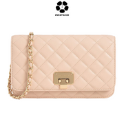 CHARLES & KEITH Quilted Flip-Lock Clutch - Nude