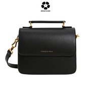 CHARLES & KEITH Front Flap Top Handle Crossbody Bag - Black