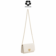 CHARLES & KEITH Quilted Flip-Lock Clutch - Cream