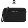 CHARLES & KEITH Quilted Boxy Long Wallet - Black