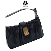 CHARLES & KEITH Enya Ruched Turn-Lock Shoulder Bag - Navy