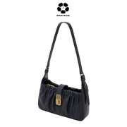 CHARLES & KEITH Enya Ruched Turn-Lock Shoulder Bag - Navy