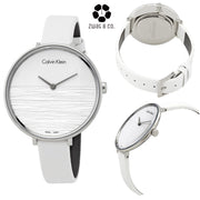 CALVIN KLEIN Rise White Dial White Leather Ladies Watch